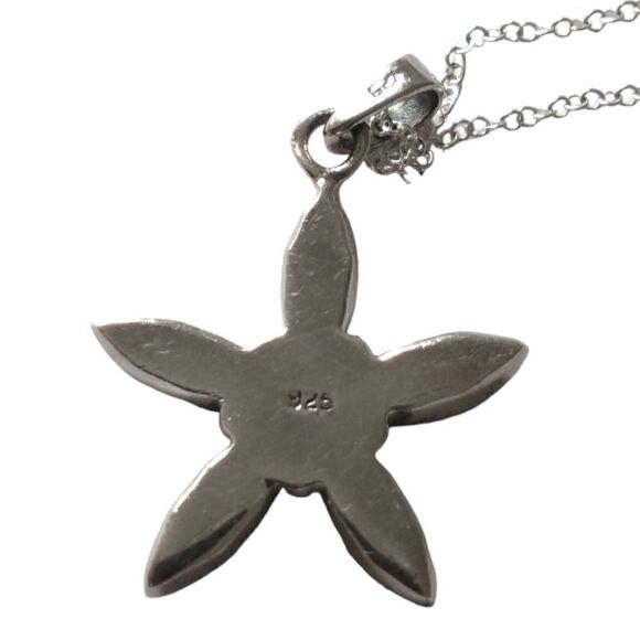 Abalone Star Sterling Necklace 925 Silver Pendant Daisy Flower 18" Beach Coastal - Picture 5 of 16
